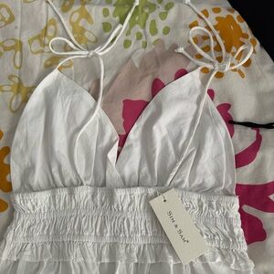 100%cotton Elegant White Ruffled Crop Top